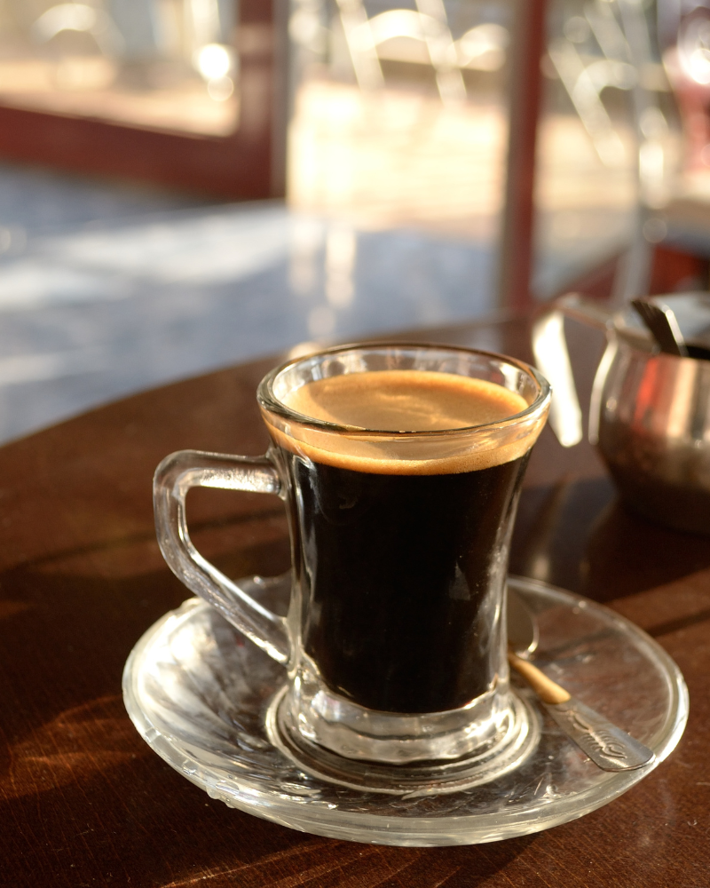 Black coffee glass cup