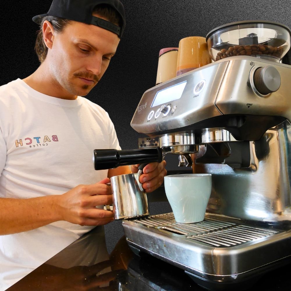 Tom using a Latte Machine